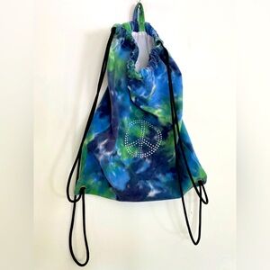 Undee Bandz blue green Tye Dye Peace Drawstring Bag